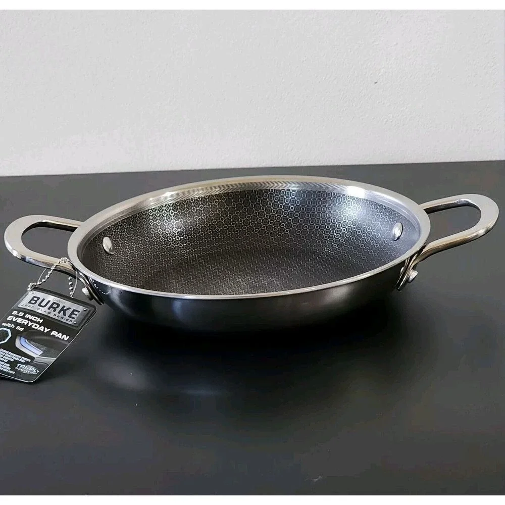 David Burke Geo Clad 9.5in Tri-Ply Stainless‎ Steel Frying Pan With Lid Cookware